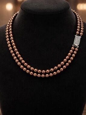 Classic Double-Strand Copper Pearl Necklace